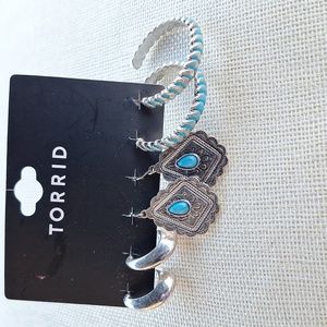 Torrid Boho Silver & Turquoise Earring Set - 3 Pairs NEW